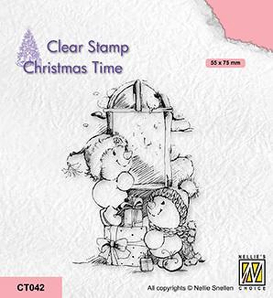 CT042 Nellie Snellen Christmas time clear stamp - Present delivery - stempel kerst sneeuwpop cadeaus raam